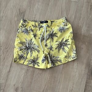 Yellow Palm Print Swim Shorts size XS Mens
